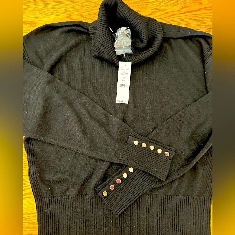NWT White House Black Market Women's Relaxed Turtleneck Sweater , size S, Black